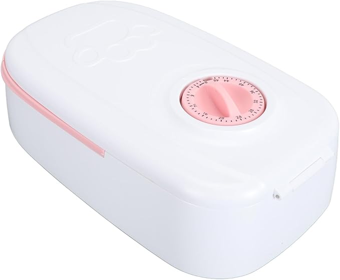 Detachable Automatic Pet Feeder Rotating Buckle Cat Food Dispenser for CatsDogs WetDry Food Ice Bags 9.4x5.5x3.0in (Pink)