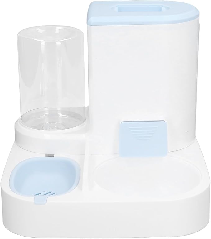 Large Capacity Pet Water Dispenser Food Feeder, Feeding Design, Automatic Waterer Feeder Set with Multifunction, 2 in 1 for Cats and Dogs (Blue)