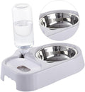 Pet Double Bowl Feeder Automatic Water Food Dish for Cats and Dogs Sturdy Design Grey Non-Skid Base for Feeding Hydration Convenient Pet Supplies
