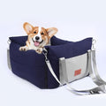 Medium Dog Car Seat for Medium Sized Dogs, Car Seat for Small Dogs with Side Zipper, Waterproof Dog Travel Bed in car with Storage Pockets Up to 25lbs, Memory Foam Filling for Max Support, Dark Blue