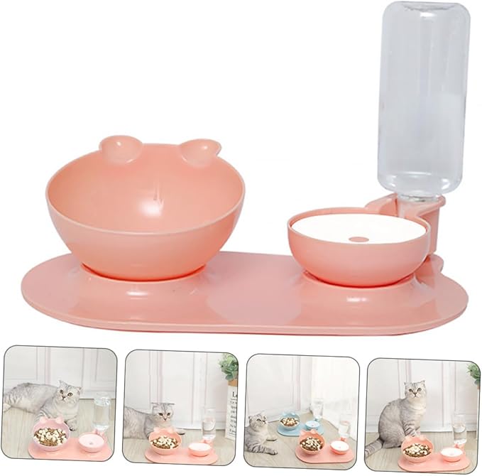 Angoily Automatic Cat Water Dispenser Elevated Feeding Bowl Pet Supplies for Cats and Dogs Easy to Tilted Design to Protect Neck