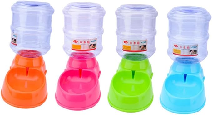 Automatic Pet Feeder and Water Fountain Orange Food Dispenser and Drinking Bowl for Cats and Dogs Non-Skid Base Leak Design