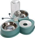 Automatic Pet Feeder with 720ml 304 Stainless Steel Bowls, Anti-Skid Dual Water and Food Dispenser for Cats and Dogs, Convenient Green Pet Waterer for Home Use