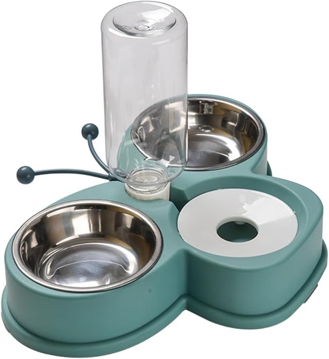 TOYANDONA Automatic Pet Feeder and Anti-Skid Water Dispenser with 720ml Stainless Steel Bowls, Multi-Function Feeding and Drinking Station for Cats and Dogs in Household Use