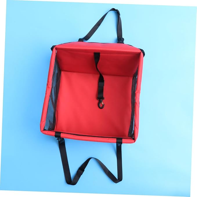 Breathable Mesh Dog Car Seat with Design Safety Leash and Thick Support Rods for Pet Travel Compatible with Harnesses Black Color(Red)