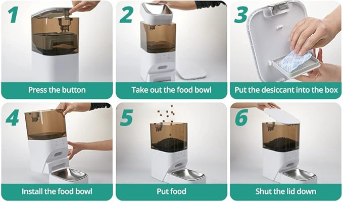 Automatic Cat Feeder, Timed Cat Feeder with APP Control,Dog Food Dispenser with Stainless Steel and Lock Lid, 30S Voice Recorder, 4L Programmable Pet Feeder,Up to 20 Portions 10 Meals Per Day