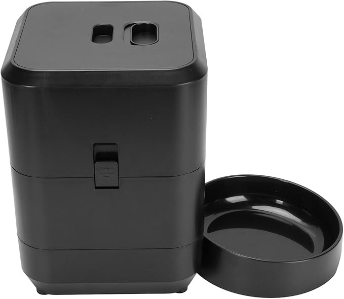 Automatic Cat Food Dispenser Pet Feeder Timing Feeding Portion Control Convenient Connection Cat Dog Dry Food Dispenser (Black)