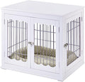 unipaws Furniture Style White Dog Crate for Medium Large Dogs, Indoor Aesthetic Dog Stuff Kennel, Modern Decorative Wood Wire Pet House Dog Cage, Pretty Cute End Side Table Nightstand…
