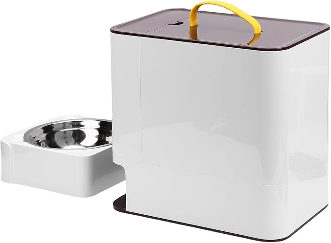 Automatic Cat Dog Food Dispenser, Large Capacity Pet Feeder with Timed Feeding and Sealing Technology, for Home Outdoor Travel (Dark Brown)