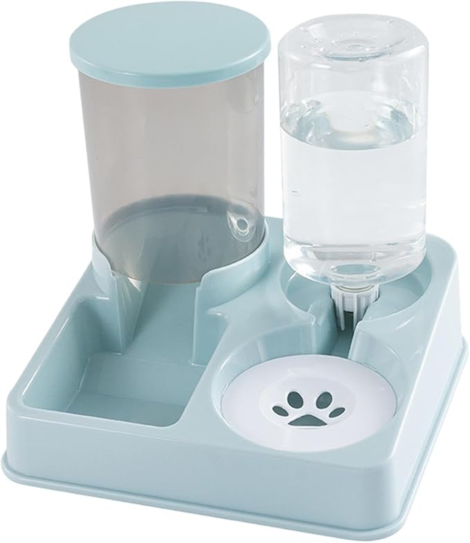 Pet Feeder and Water Dispenser Automatic Bowl for Cats Dogs 1L Water 0.75kg Food Capacity Self-Feeding Station Elevated Design- Green