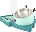 Generic Pet Food Feeder Automatic Water Dispensers Set Detachable Stainless Steel Bowl Small Medium Pets Easy Clean Safe Material (Agate Green)