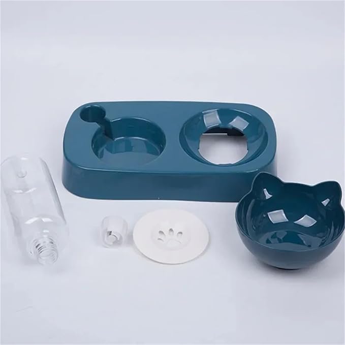 Double Dog Cat Bowls 2 in 1 Pet Water and Food Bowl Set with Automatic Stress Water Feeder for Cats, Dogs, Puppies, and Kittens(Pink)