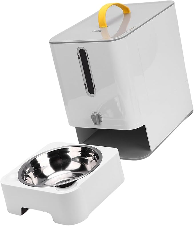 Automatic Cat Dog Food Dispenser, Large Capacity Pet Feeder with Timed Feeding and Sealing Technology, for Home Outdoor Travel (Grey)