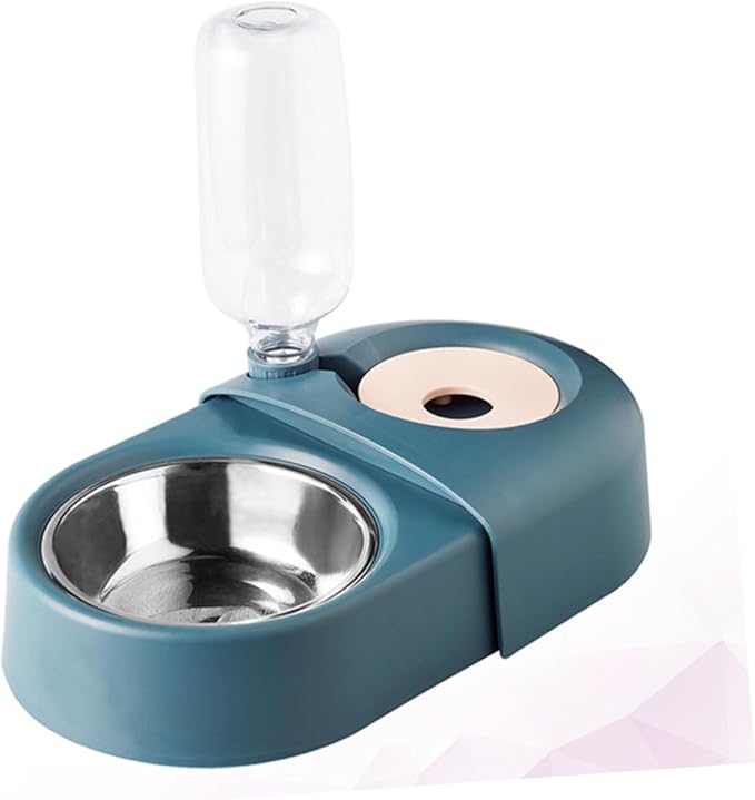 UPKOCH Automatic Dog and Cat Feeder Bowl with Water Dispenser, Anti-Spill Blue Pet Feeding Basin Suitable for Dogs and Cats