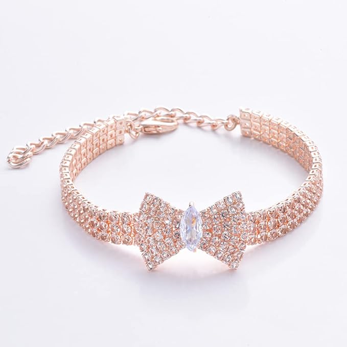 Pet Collar with Diamond Adjustable Crystal Bow Wedding Cat Collar Dog for Small Medium Pet Collar Dress Up Ornament