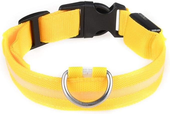 LED Dog Collar USB Rechargeable Safety Dog Collar with Water Resistant Flashing Light 7 Colors Changeable Pet Collar Nylon Webbing Reflective Light Up Collars for Dogs