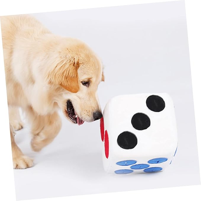 Dog Plush Training Dice Toy Creative Sniffing Plush Toy for Pets Soft and for Interactive White