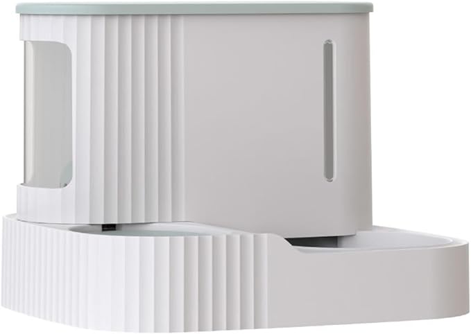 2 in 1 Gravity Cat Food and Water Bowl Set, Automatic Cat Feeder, Dog Feeder, Pet Gravity Feeder, Automatic Water Dispenser and Food Dispenser for Small and Medium Dogs, Cats, Pets ( Gray : Green )
