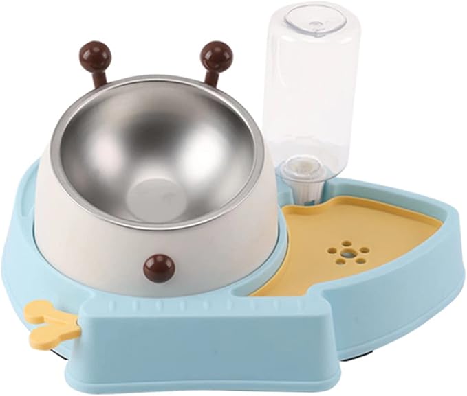 3 in 1 Pet Tableware Dog Food Bowl Automatic Water Dispenser Tilted Elevated Stainless Steel Bowl Detachable Waterer
