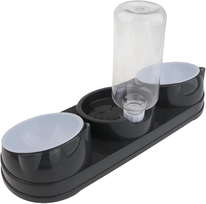 Double Bowl Pet Food Water Dish Feeder for Dog Cats Daily Feeding with Automatic Dispenser for Dry Wet Double Bowl Feeder