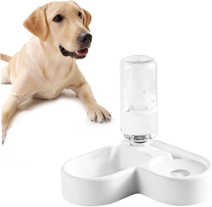 VANZACK Pet Feeder Automatic Water Bowl Double Cat Dog Bowl Heart Shape Non-Slip Easy to Clean Plastic
