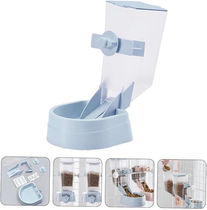 Healifty 2l Automatic Pet Feeder Hanging Dog Bowl for Cage Use, Space-Saving Blue Pet Food Dispenser Suitable for Puppies and Dogs