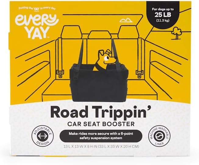 EveryYay by Petco Essentials Road Trippin' Black Car Booster Seat, Small