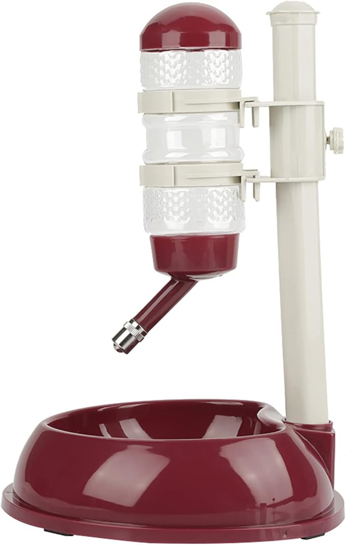 Pet Standing Water Dispenser, Height Adjustable Automatic Drinking Bowl Feeder Dog Feeding Bowl with Detachable Pole for Pets Cats Dogs (Brown)