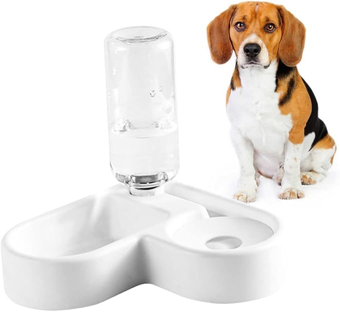 Cat Dog Bowl 2-in-1 Pet Feeder Water Dispenser Heart Shape Non-Slip Ideal for Cats Dogs
