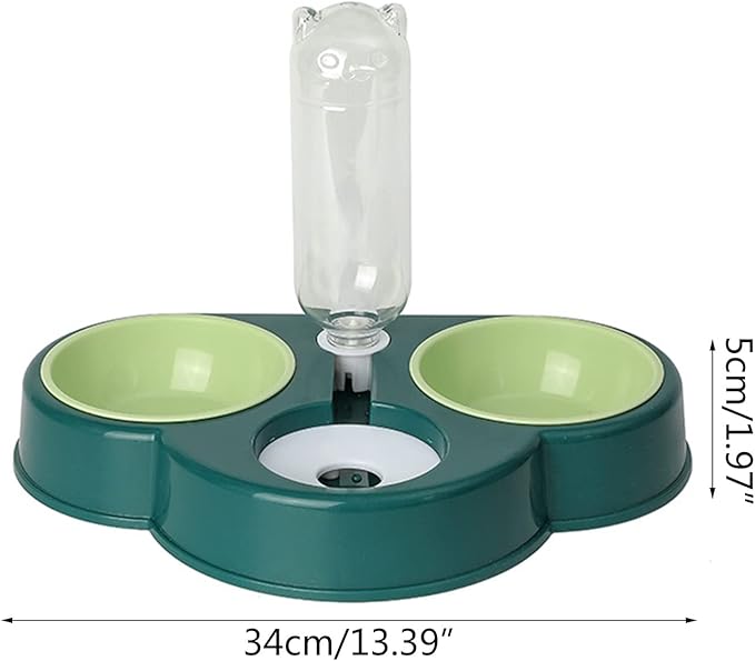 Pet Automatic Feeder And Waterer Detachable For Cat Anti-overturning Bowl Anti-Leak Water Fountain Slanted Raised Food B Pet Automatic Feeder Dog