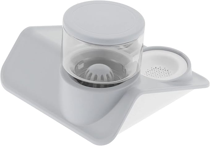 Pet Water Dispenser and Food Bowl Set, 1.8L Automatic Water Dispenser with Detachable Bowl, PPPET Material, Non Slip Base, Convenient for Cats and Small Dogs (Roof Drinking Fountain Gray)