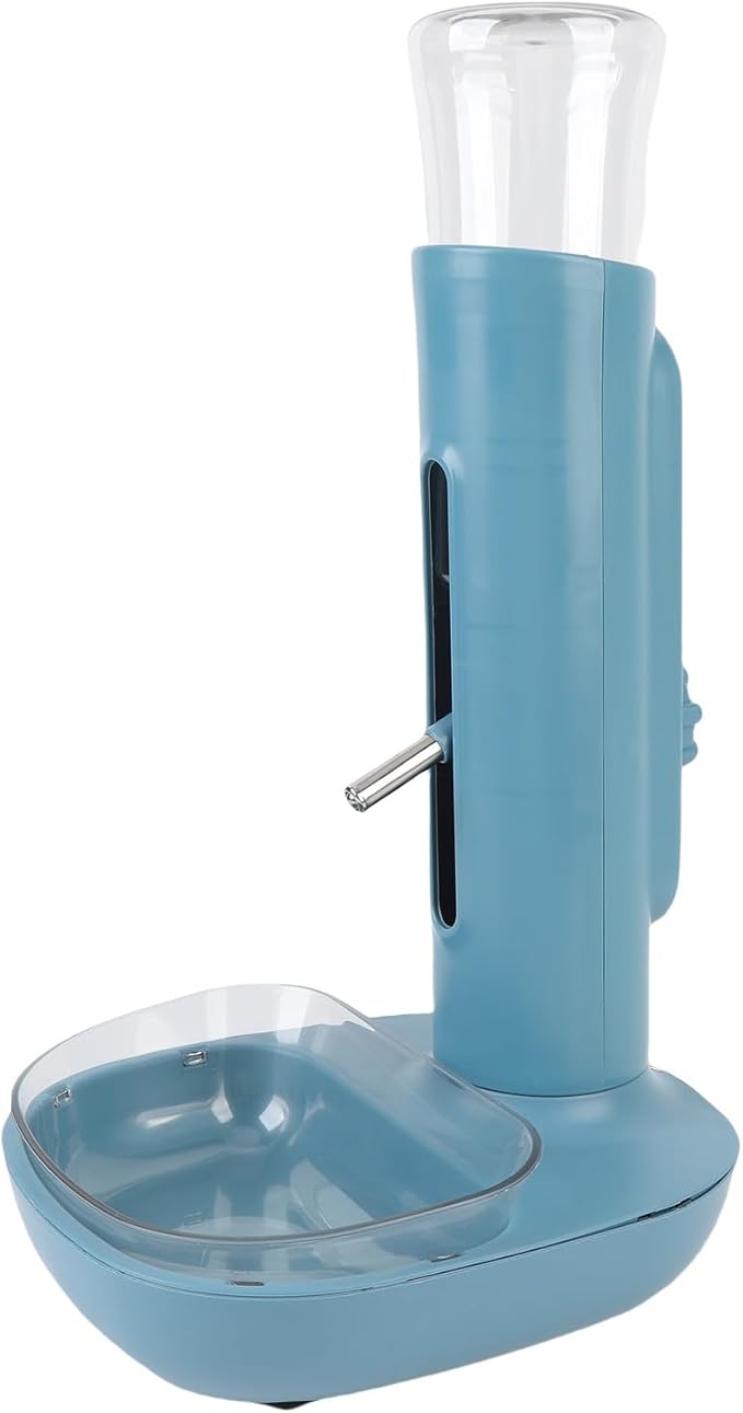 Pet Standing Water Dispenser, Automatic Feeding Water Bowl, 680ml Capacity, Adjustable Height, Hanging Design, for Small Cats and Dogs, with Detachable Feeder (Blue)