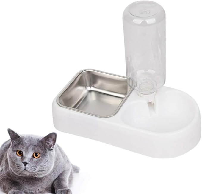 Double Pet Water Feeder Automatic Drinking Bowl for Cats and Dogs Creative Water Dispenser Smooth Design for Home and Pet Shops White