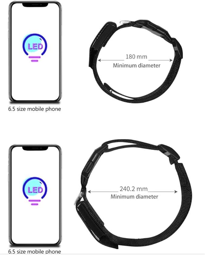 Led Dog Collar for App Programmable Text Flashing Light Up Cosplay Accessories- USB Rechargeable Hand and Leg Rings Cat Digital Pet Collar Weatherproof Fits for Small Medium Dog (White LED)