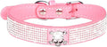 Cute Dog Collar with Bling Rhinestone, Fancy Crystal Diamond Glitter Pretty Jewel Soft Cat Collars for Small Medium Large Breed Dogs Girl Female Pet Puppy Kitten Terrier (M, Pink6)