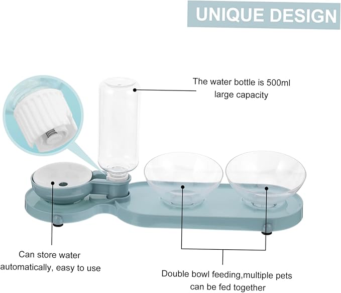 Dual-use Cat Feeder Automatic Water Dispenser Pet Tilt Bowl Cat Water Dispenser Easy to Clean