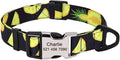 Personalized Dog Collar Nylon Print Dog Collars Customized Puppy Pet Collar Engraved Name ID for Small Medium Large Big Dogs Pug 159 Black S