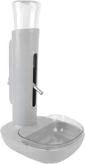 Pet Standing Water Dispenser Cat Dog Standing Bowl with Detachable Pole Automatically Feeding Water Height Adjustable for Cage, Crate (Grey)