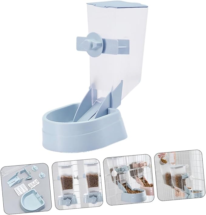 2L Automatic Dog Feeder Hanging PET Bowl Timed Dispenser Blue for Cage Feeding Suitable for Puppies and Small Dogs