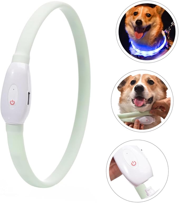 Luxshiny USB Rechargeable LED Pet Collar Luminous Night Safety Light Up Dog Collar for Comfortable Lightweight Use