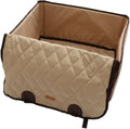STOBOK Small Dog Car Seat Dog Booster Seat Breathable Travel Carrier Cage Folding Soft Elevated Pet Bed Cushion for Auto Small Medium Pets Beige