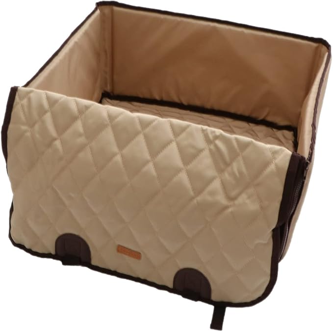 STOBOK Small Dog Car Seat Dog Booster Seat Breathable Travel Carrier Cage Folding Soft Elevated Pet Bed Cushion for Auto Small Medium Pets Beige