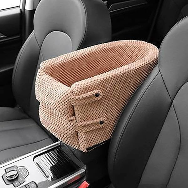 Generic Waggle Portable Pet Nonslip Car Seat with Seat Belt (Coffee White, Free Size)
