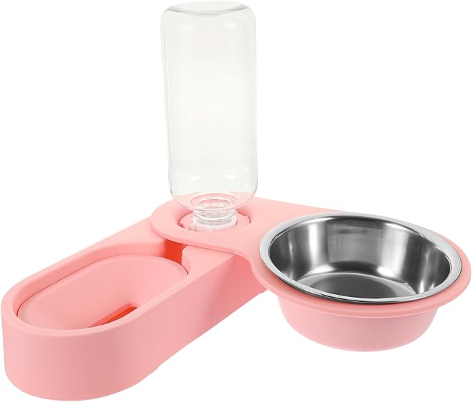 Stainless Steel Cat Bowl Stand 2-in-1 Pet Feeder Automatic Water Dispenser for Cats Dogs