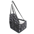 Pet Cars Cushion for Small Dogs,Deluxe Foldable and Washable Pet/Puppy Cars Cushion Under 22 lbs,Dog Booster Seats for Car with Mat and Dual Clip-On Safety Leash (Black paw Prints, One Size fits All)