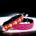 LED Dog Collar, USB Rechargeable, 15 Light Modes, Multi-Color Cross Pattern (Pink, S(7.87-11.8"))