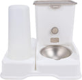 Automatic Cat Dog Feeder with Large Bowl & Water Dispenser Set - 6L Food & 2L Water Capacity, Programmable Timer, Voice Recording, Dual Power Supply for Cats and Dogs Pet Care (White)