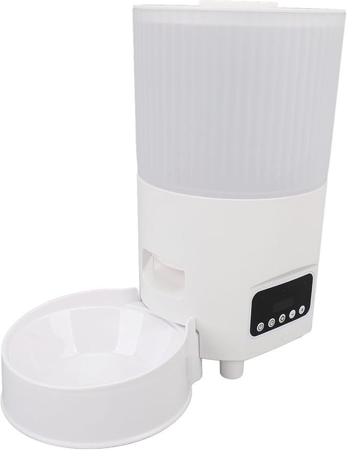 Automatic Cat Feeder 3L Large Capacity Smart Pet Food Dispenser Pet Feeding Device for Indoor Home (White Button Version)