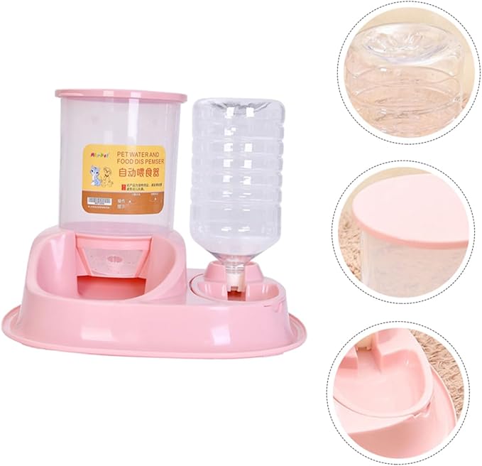 GANAZONO Automatic Cat and Dog Water Dispenser Feeder Dual Bowl Design for Easy Feeding Removable and Easy to Clean for Pet Owners and Stores and Break-Resistant Large Capacity Pink