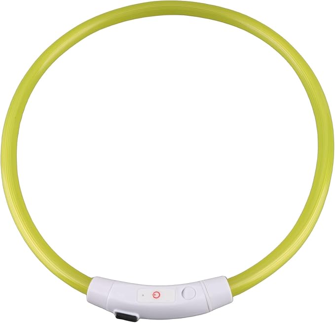 ZJchao LED Dog Collar Rechargeable Glowing Light Up Collar for Night Walks Durable Soft Silicone Necklace for Small Medium Large Dogs Yellow